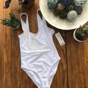 BooHoo White Scoop Back Bathingsuit